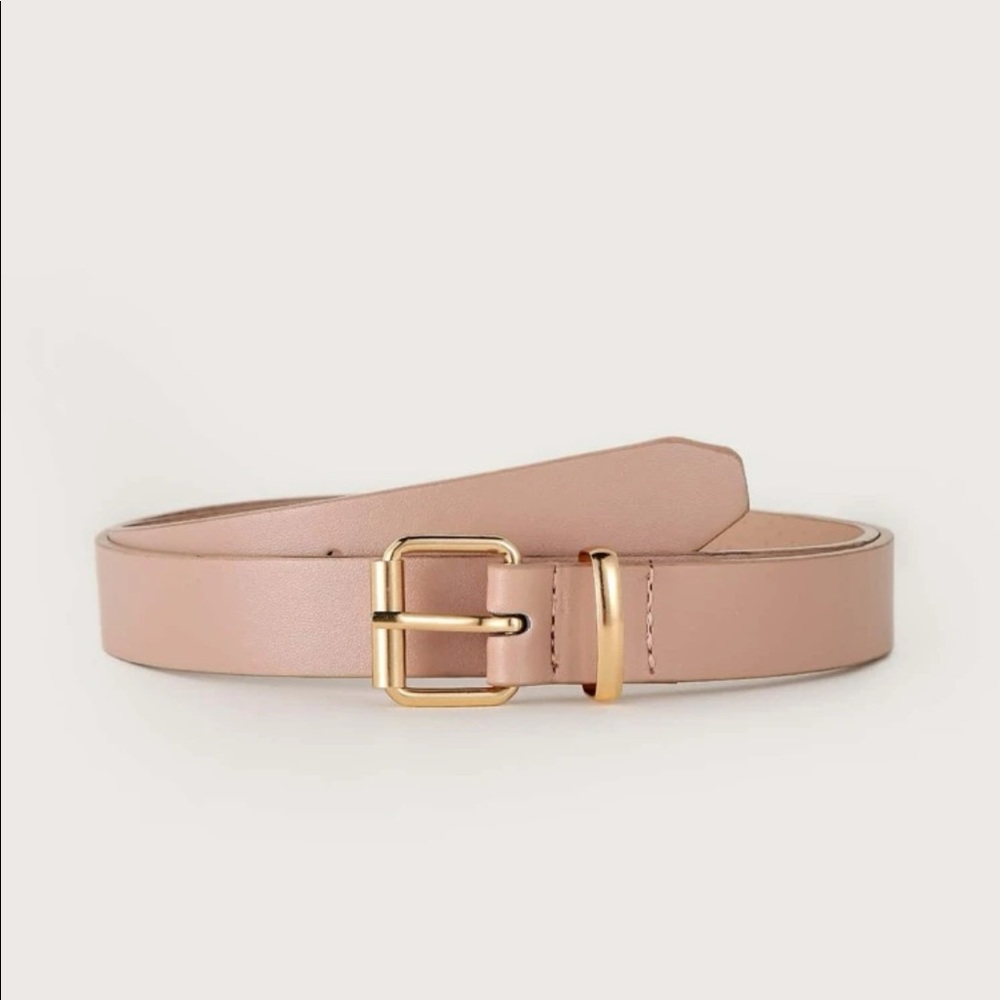 Square Buckle Faux Leather Pink Belt